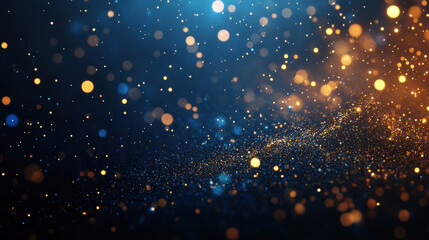 Fototapeta premium Golden and blue sparkling lights create magical atmosphere, perfect for celebrations and festive occasions. shimmering particles dance in air, evoking joy and wonder
