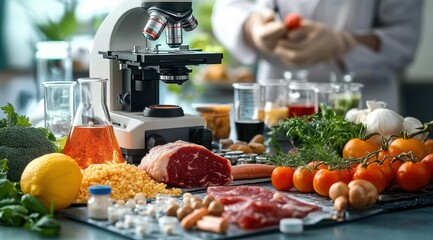 Fresh Food Inspection in Laboratory for Quality Control Safety Testing and Research
