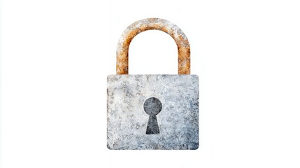 Naklejka premium Weathered Padlock: A Symbol of Time and Security, Isolated on White