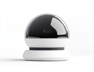 White dome security camera isolated on white background.