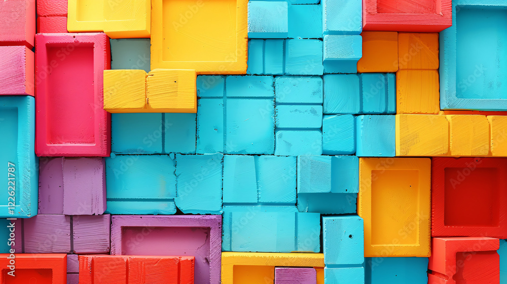 Aufkleber vibrant wooden blocks create a textured and abstract geometric backdrop