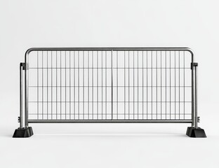 Steel temporary fence barrier isolated on white.