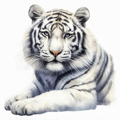 Fototapeta premium A beautiful and exotic illustration of a white tiger with iridescent fur, perfect for capturing the beauty of nature.
