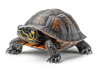 Obraz premium Realistic turtle figure with intricate details showcasing vibrant shell colors and unique textures on a light background for creative projects