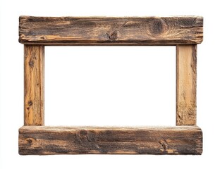 Rustic wooden frame isolated on white background. (1)