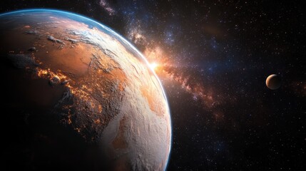 Fototapeta premium Exploration of the cosmic landscape earth and mars space celestial environment astronomical viewpoint