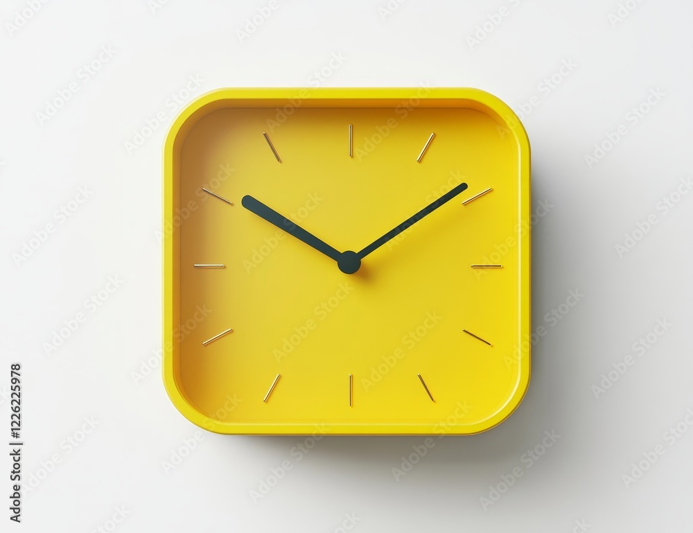 Poster yellow square clock showing the time. (1)