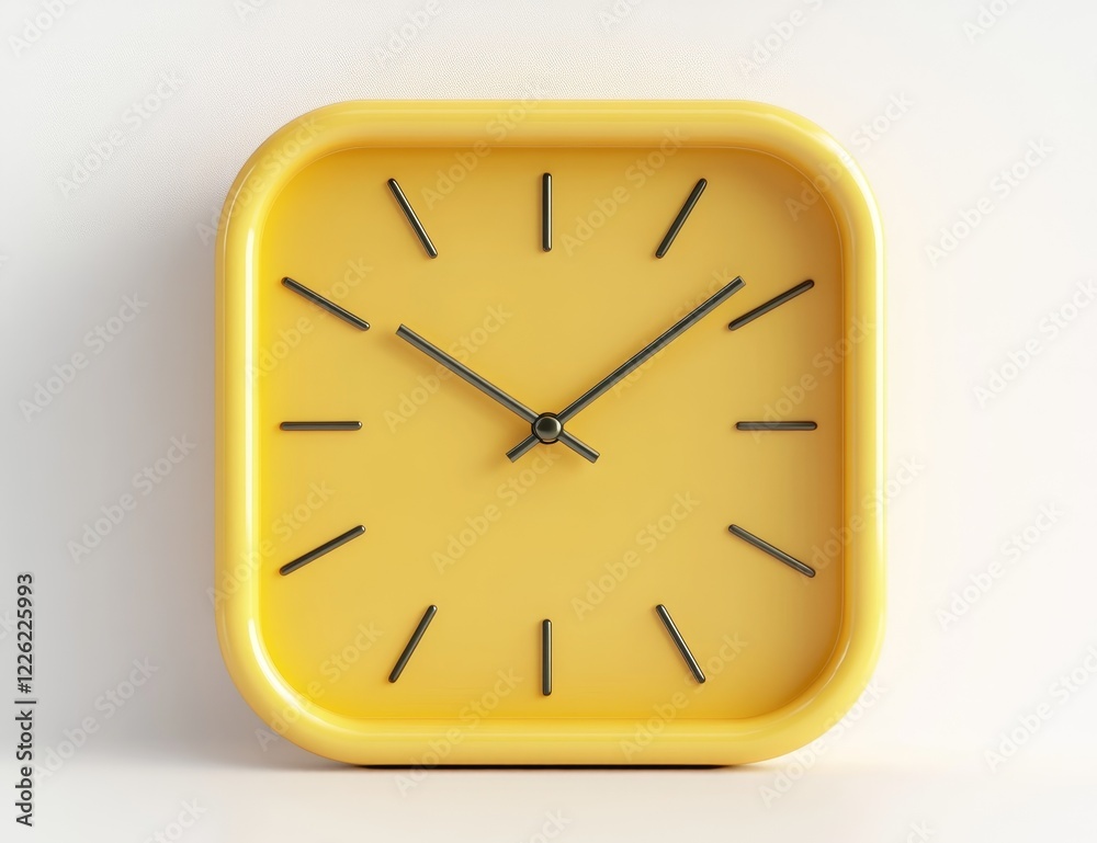 Poster yellow square clock showing the time. (2)