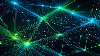 Obraz premium Abstract glowing teal and green plexus network background.