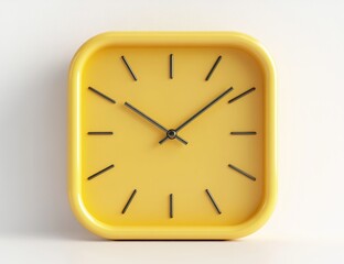 Yellow square clock showing the time. (2)