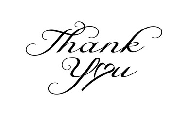 ハートで装飾された、筆記体で書いたThank you（ありがとう）の文字（カリグラフィー）
