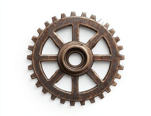 Rustic bronze gear isolated on white background.
