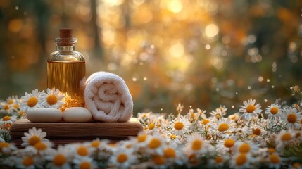 Forest spa oil, towel, soap, chamomile