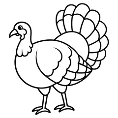 Cute Line Art Turkey Silhouette Black Vector Illustration