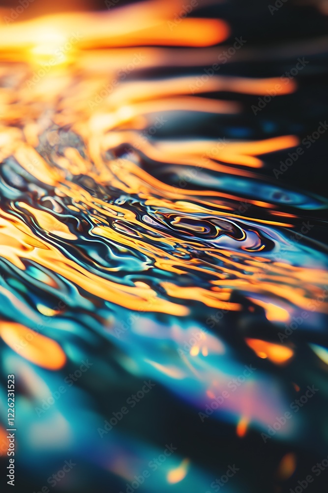 Aufkleber vibrant multicolored abstract art featuring rippled texture and dynamic reflective hues : generative