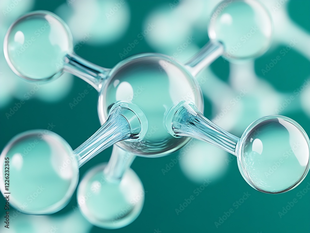 Aufkleber High Resolution Image of Methane Spheres in 3D with Teal Background : Generative AI