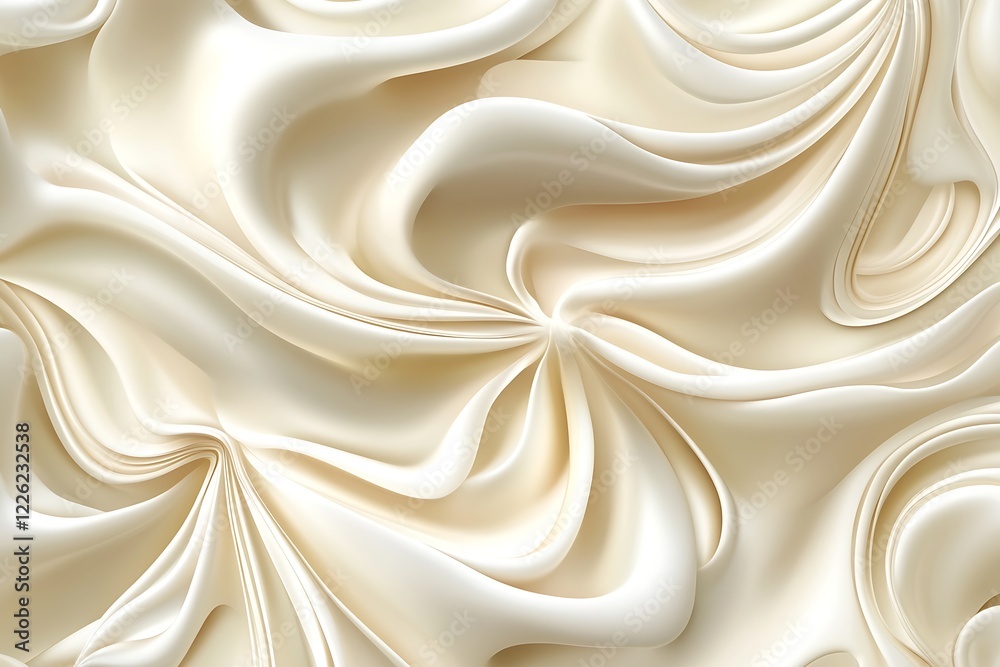 Aufkleber luxurious creamy silk fabric with smooth flowing waves satin texture : generative ai