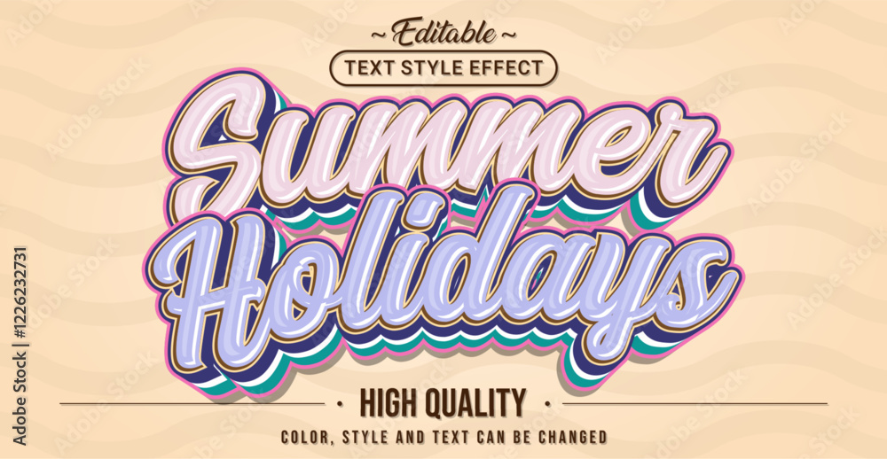 Poster editable text style effect - summer holidays text style theme.