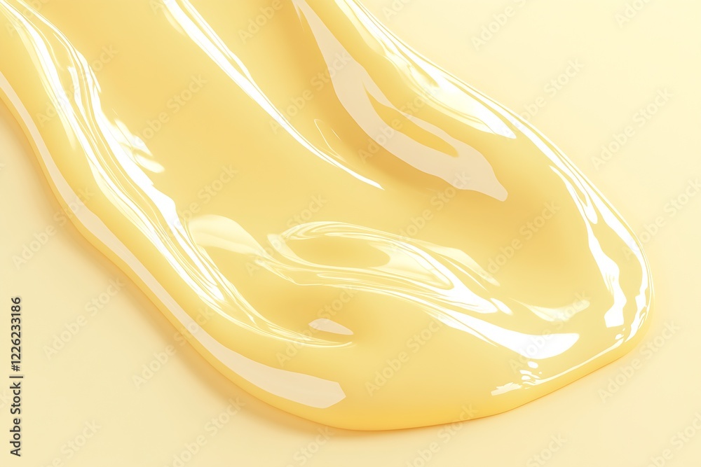 Leinwandbilder smooth creamy texture of yellow substance with glossy surface on pastel background : generative ai