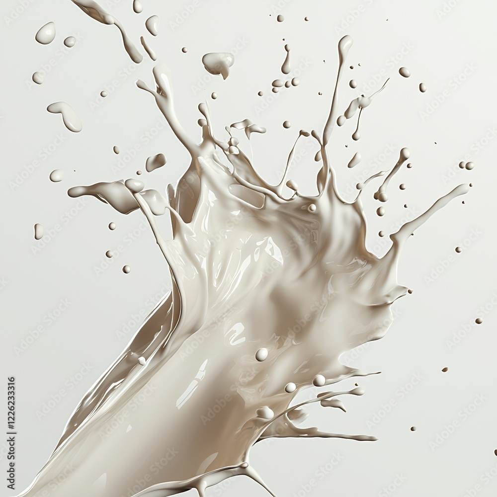 Poster dynamic creamy liquid splash isolated on white background in high detail and clarity : generative ai