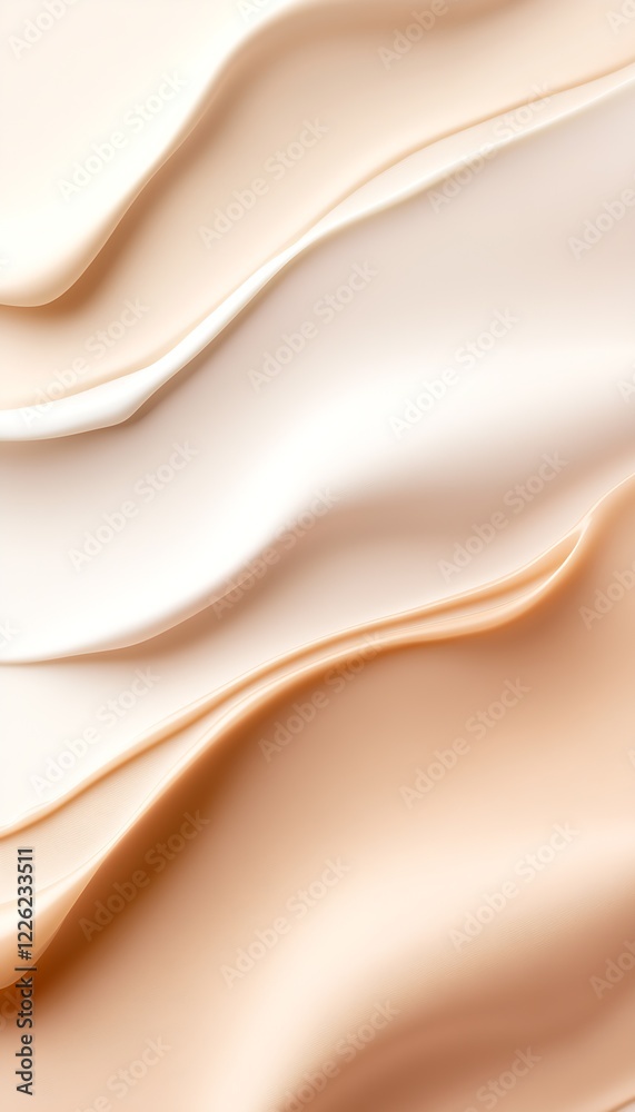 Aufkleber Elegant Abstract Waves and Curves in Beige and Cream Tones for Backgrounds : Generative AI