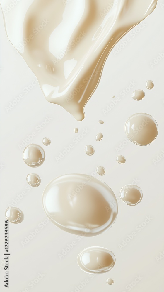 Poster Creamy Liquid Droplets Creating Abstract Art with Smooth Textures : Generative AI