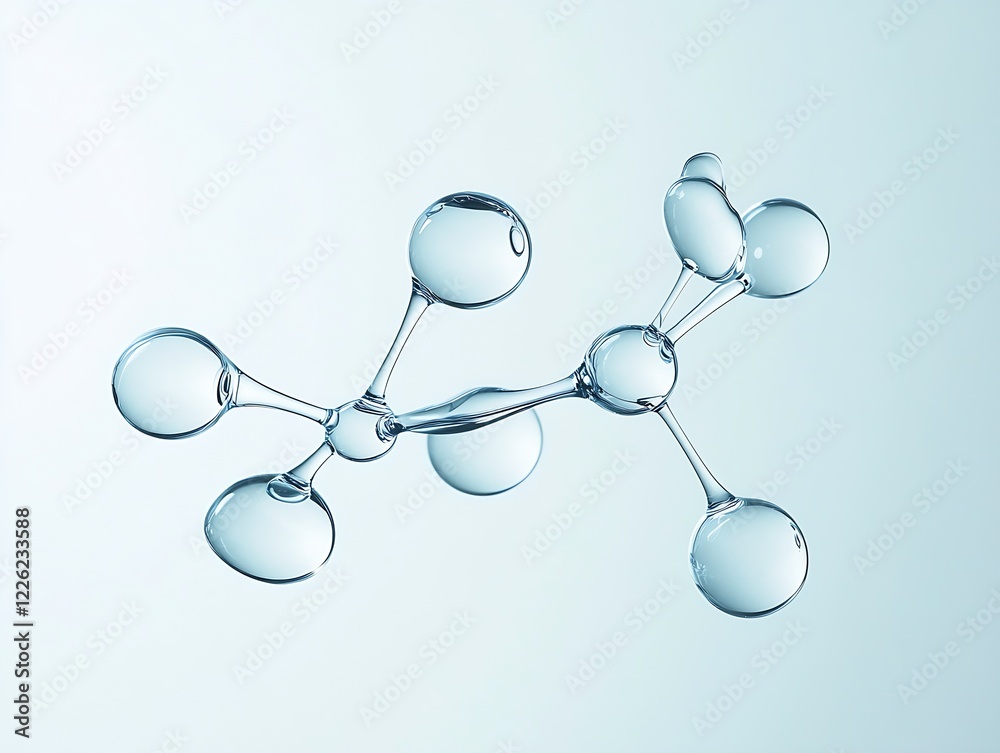 Poster Abstract Molecular Water Structure on Light Blue Gradient Background : Generative AI