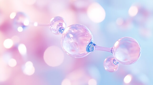 Abstract Molecular Structure with Pink and Blue Hues in Scientific Background Design : Generative AI - Powered by Adobe
