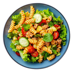 Fresh greens pasta salad delight! isolated on transparent background