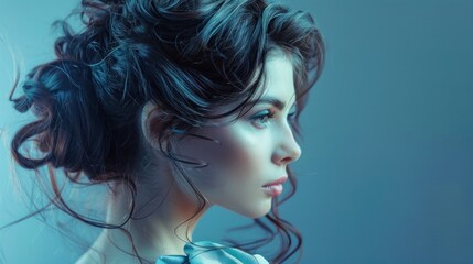 Fototapeta premium Portrait of woman with stylish hair, AI generated image