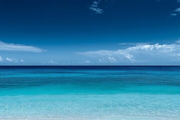 Beautiful Tropical Beach with Azure Sky and Crystal Clear Water Capturing Serene Elegance : Generative AI