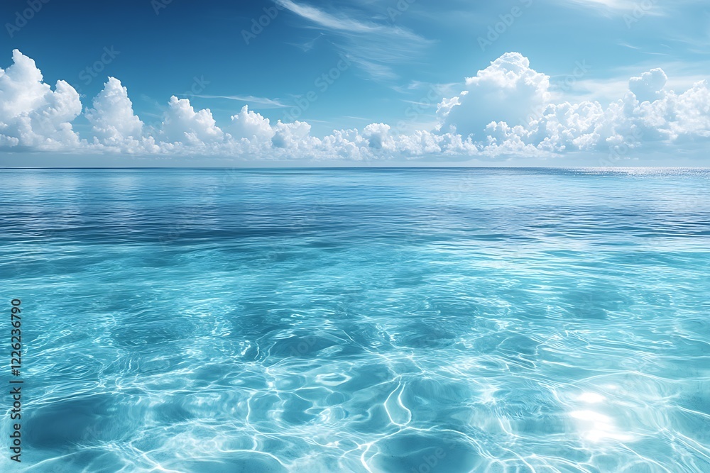 Poster translucent aquatic scene with sky reflections in the ocean : generative ai