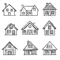 Nine Hand Drawn House Designs Showcase Diverse Architectural Styles