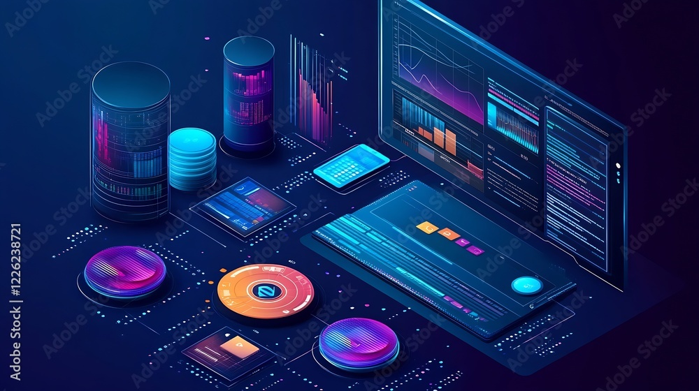 Fototapete Advanced Data Visualization Techniques with Interactive Digital Interfaces : Generative AI