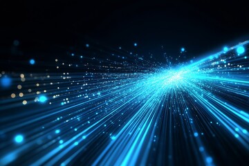 Fototapeta premium Illuminated Blue Lines in Motion Depicting Cutting Edge Technology and Communication : Generative AI