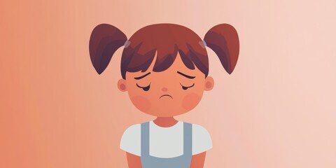 Child feeling sad with pigtails against a soft gradient background during a moment of reflection