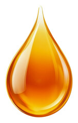 Golden oil droplet captured in clear detail isolated on transparent background