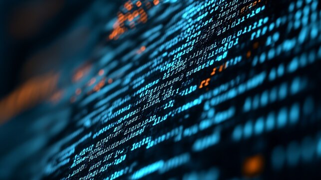 Abstract Digital Matrix Binary Code Flow in Futuristic Technology Background : Generative AI