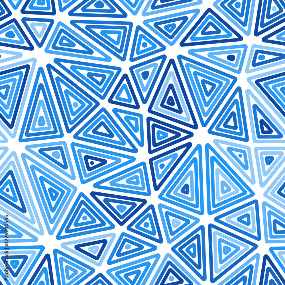 Poster geometric pattern. large triangles size. multiple repeated inner triangles. monotone colored style. 