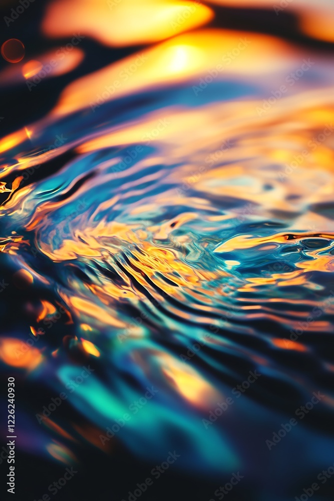 Leinwandbilder abstract fluid painting with vibrant colors and dynamic movement in rippled patterns : generative ai