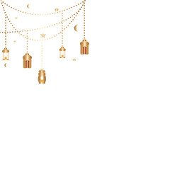 Ramadan Kareem Celebration with Crescent Moon and Lanterns