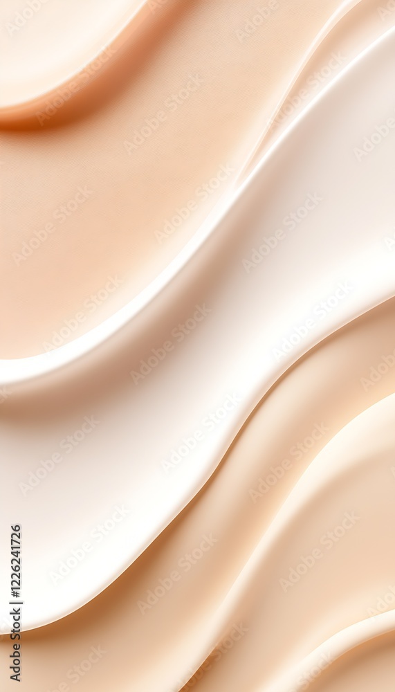 Fototapete fluid wave patterns in soft peach and cream hues as background design : generative ai