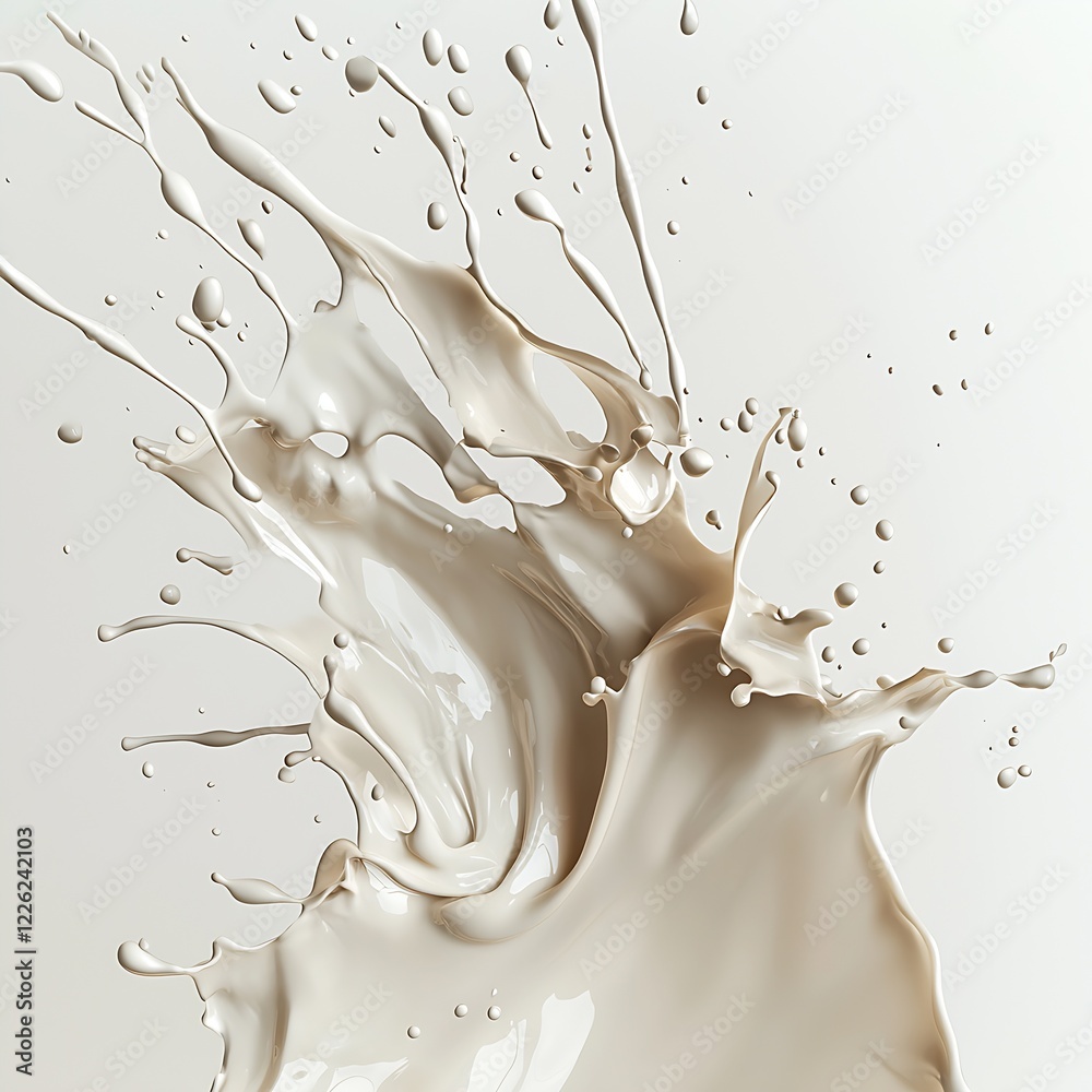 Poster captivating abstract creamy liquid splash against a clean white background : generative ai