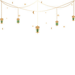Ramadan Kareem Celebration with Crescent Moon and Lanterns