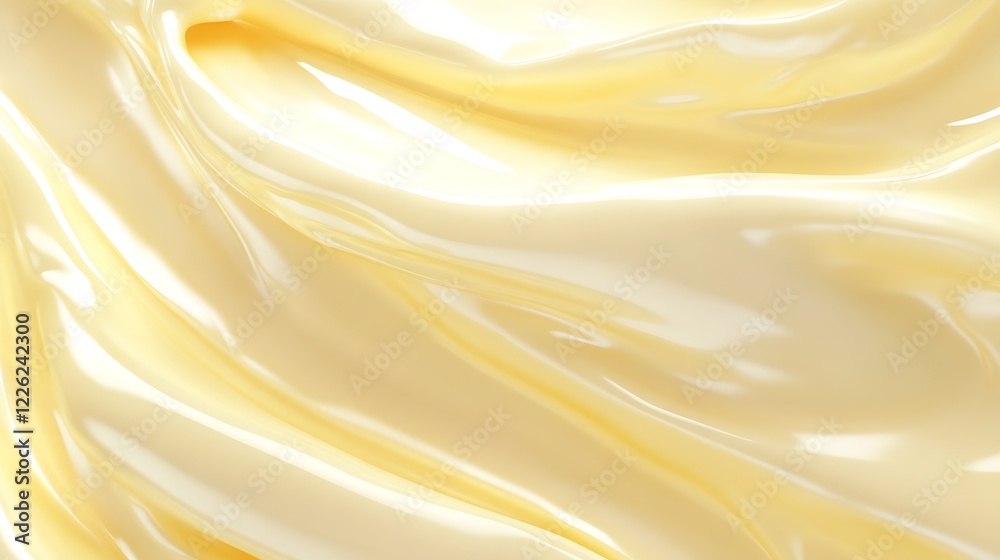 Poster Elegant Creamy Surface with Subtle Golden Highlights and Soft Smooth Textural Waves : Generative AI