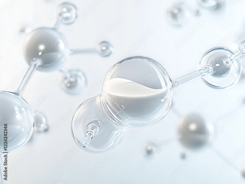 Poster Transparent Molecular Model Reflecting Light in a Futuristic Laboratory Setting : Generative AI