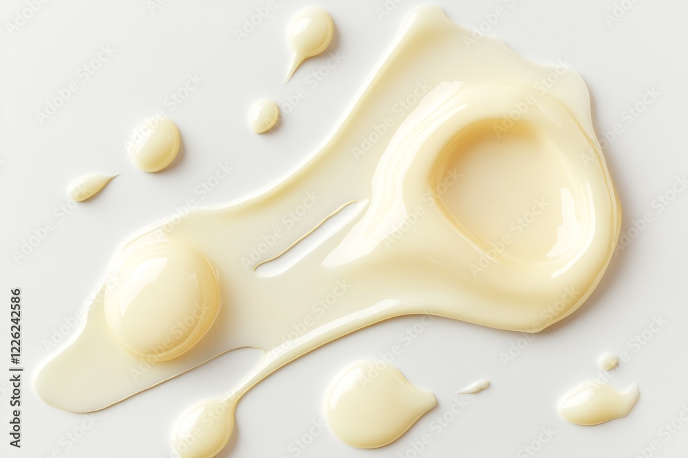 Poster creative minimal art of creamy splash on smooth white background : generative ai