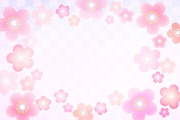 かわいい和風の梅の花の背景フレーム ひなまつり
