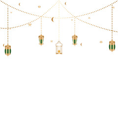 Ramadan Kareem Celebration with Crescent Moon and Lanterns