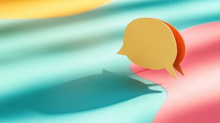 Pastel colored paper cutout chat bubbles with natural light shadows